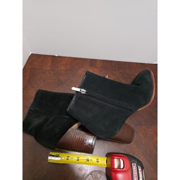 Sam Edelman Black Suede Ankle Boots Side Zippers & Stacked Heel Size 8 - Picture 8 of 10